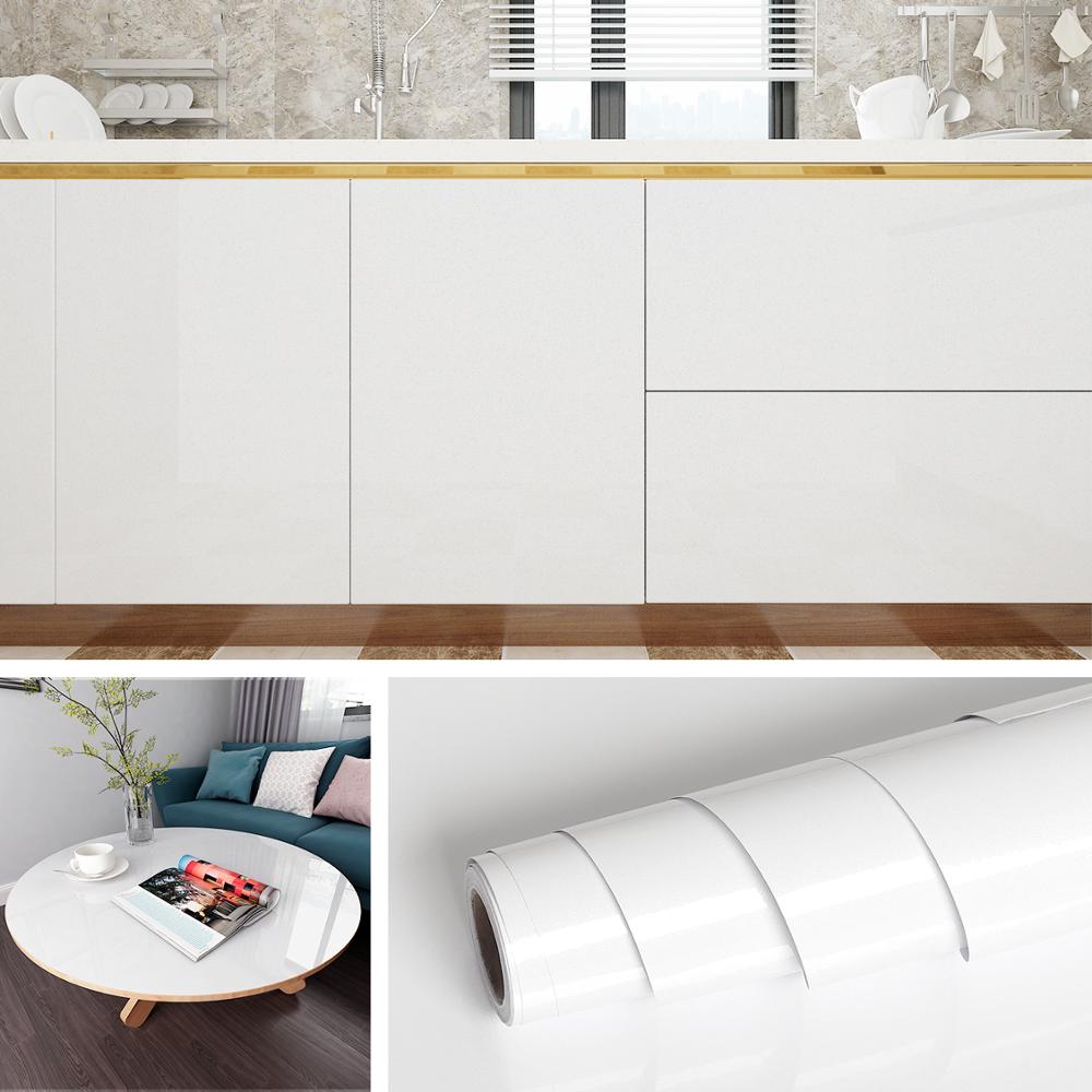 Vattentät självhäftande rumsdekoration tapet garderob köksskåp möbelrenovering väggdekaler 30cm bredd film: Vit / 30cm x 5m