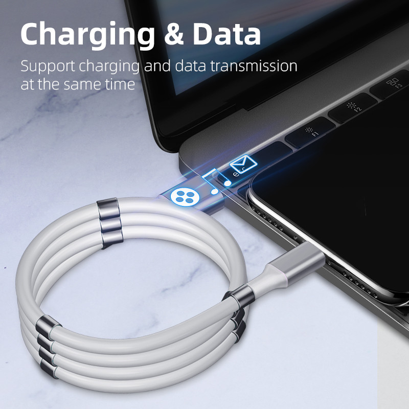 Magic Rope Magnetic 5A Data Cable Micro USB Type C Superfast Charging Cord For Huawei P50 Lite Samsung S21 Xiaomi Mi USB-C Wire