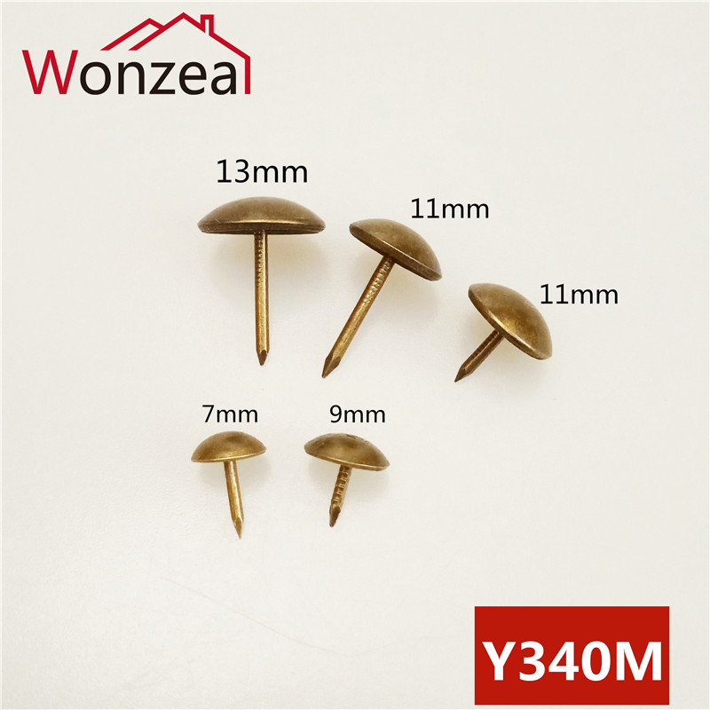 100pcs Small Antique Brass Bronze Upholstery Nail Jewelry Wine Case Box Sofa Decorative Tack Stud Pushpin Doornail Hardware