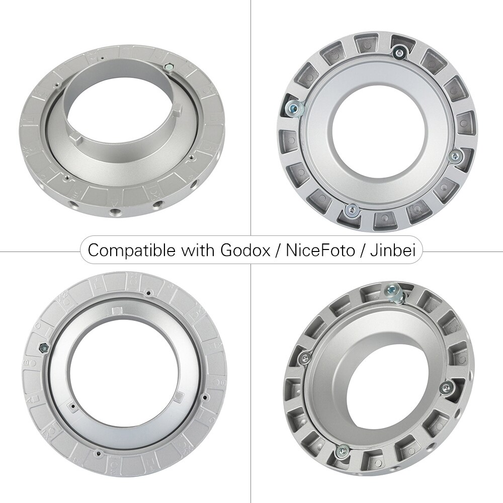 Bowens Mount Speed Ring Adapter Studio Accessory for LED Flash Light Compatible with Godox NiceFoto Jinbei
