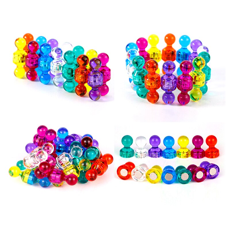 50 Stks/partij Punaise Office Bindtoebehoren Sterke Diy Magneet Whiteboard Push Pin Koelkast Stickers Label Vaste Sticker