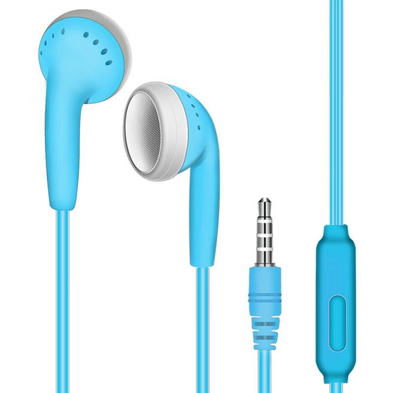 In Ear Earphones Flat Earbuds 3.5mm Wired Sport Headset Stereo Bass Earphone For iPhone 5S 6S Samsung Smartphone With Microphone: Blue