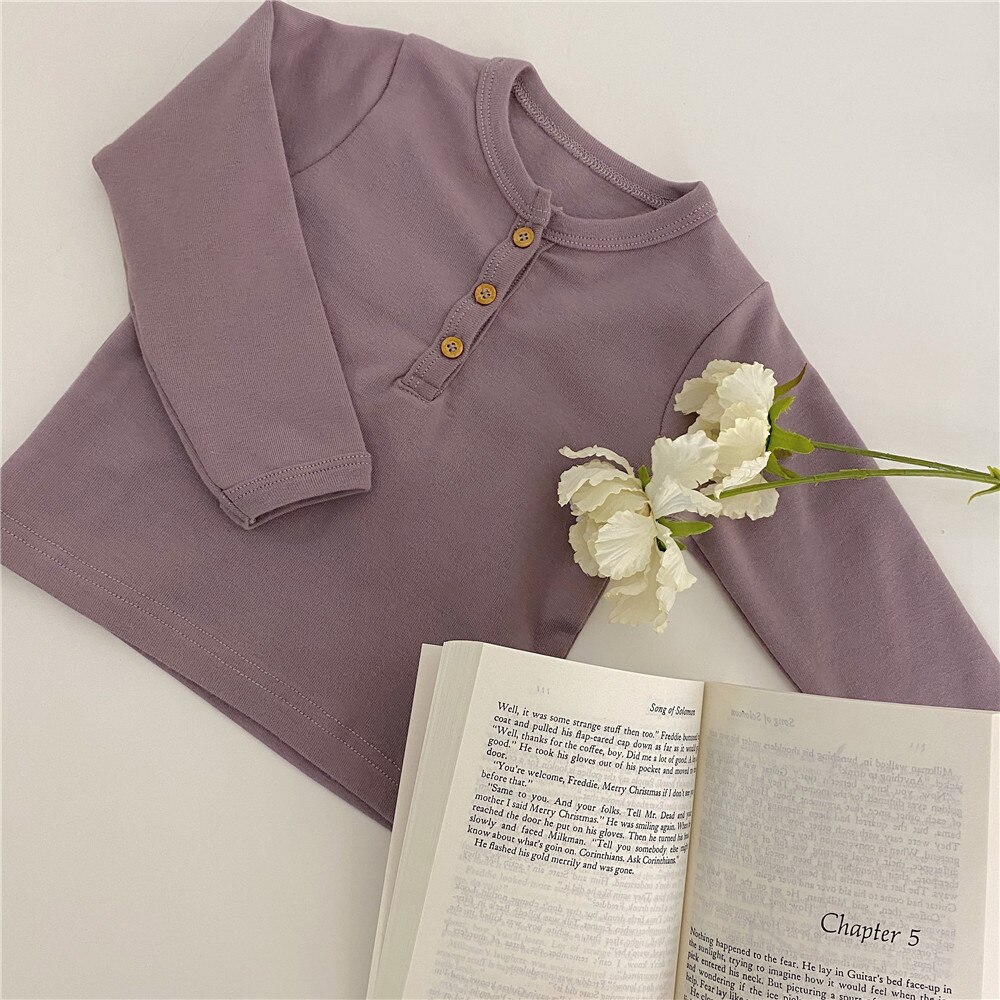 Baby Jongens Meisjes Lange Mouw T Shirts Solid Tops Lente Herfst Kinderen Sweatshirt Jongens Meisjes Katoenen T-shirt Kleding