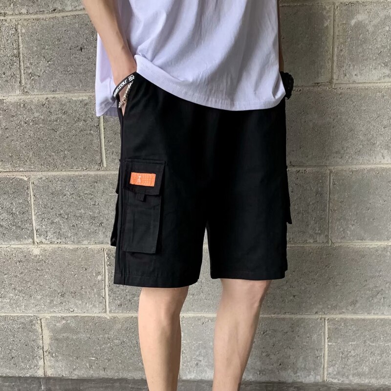 Corée à la hommes Cargo Shorts cordon lâche demi-pantalon marée décontracté Sup Streetwear grande poche coton sport pantalons de plage
