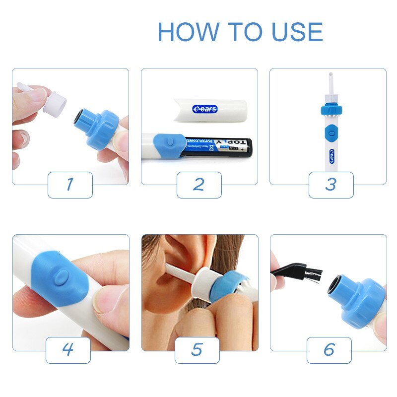 Electric Cordless Ear Care Safe Vibration Painless Ear Cleaner Remover Spiral Ear-Cleaning Device Dig Wax Ear Pick Skin Care