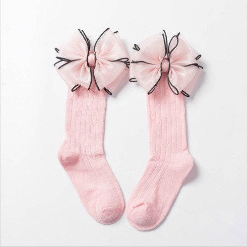 Del bambino Del Bambino Sveglio Delle Ragazze del Ginocchio Alta Calzini e Calzettoni Bow-nodo Della Principessa del Cotone Calzino per 1-10Y: Colore rosa / S