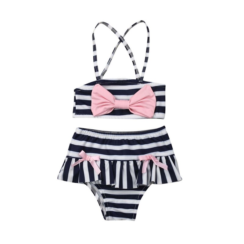 Swimwear Girls Bathing Suit Striped Two Piece Bikini Set Swimming Costume Kids Girls Beachwear Children Swimwear Bikini Infantil: XL