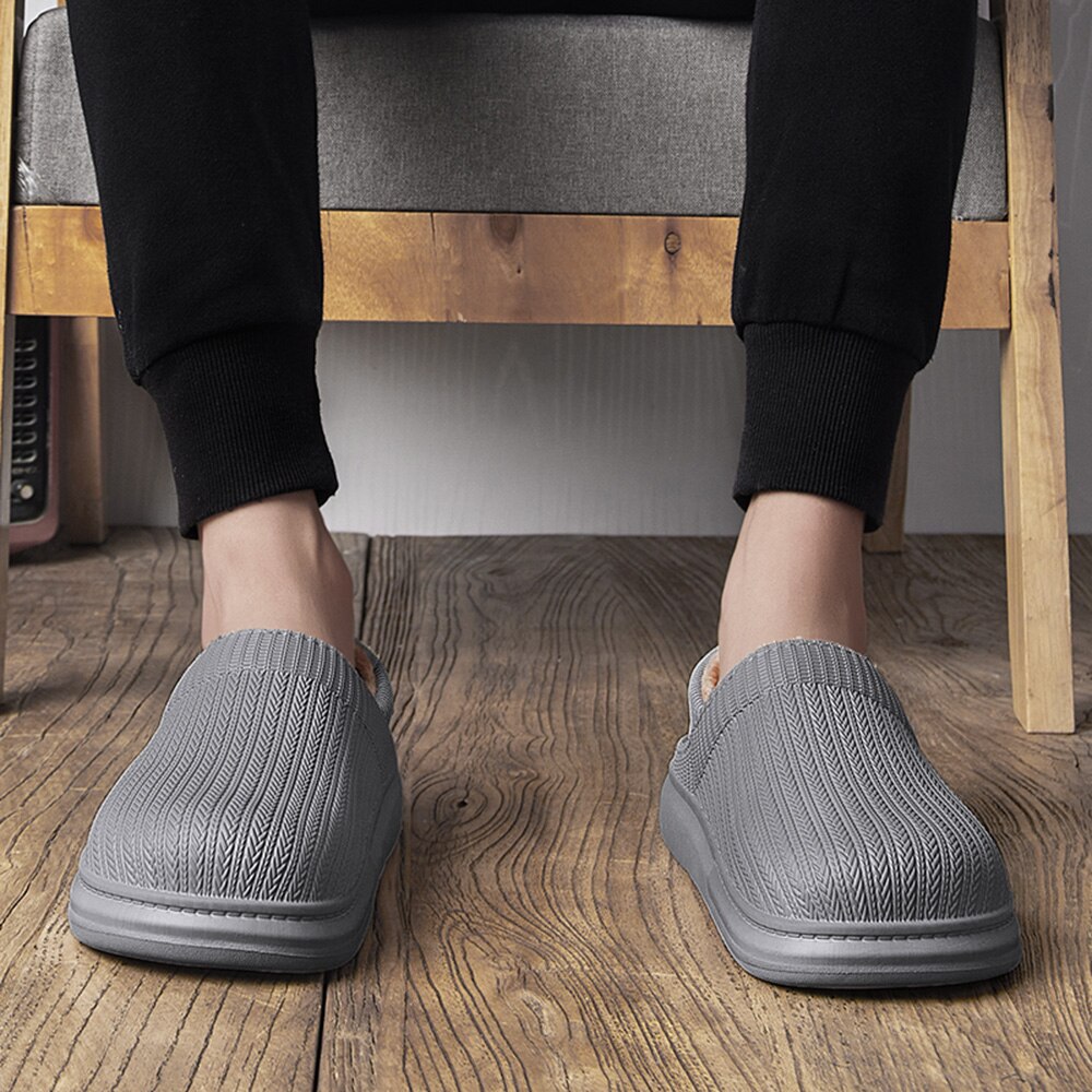 Men Winter EVA Slippers Waterproof Indoor Casual Warm Plush Slippers Cotton Fur Slippers Home Slippers Men Shoes