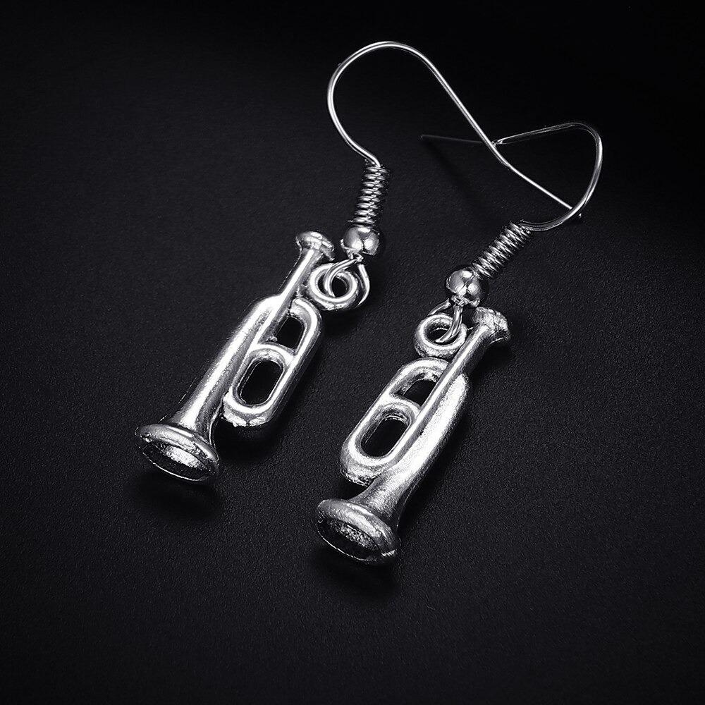 modisch Jahrgang Trompete bilden Baumeln Antike Silber Überzogene Ohrringe für Frauen Mädchen retro Tropfen Ohrringe Nette Ohrring Schmuck