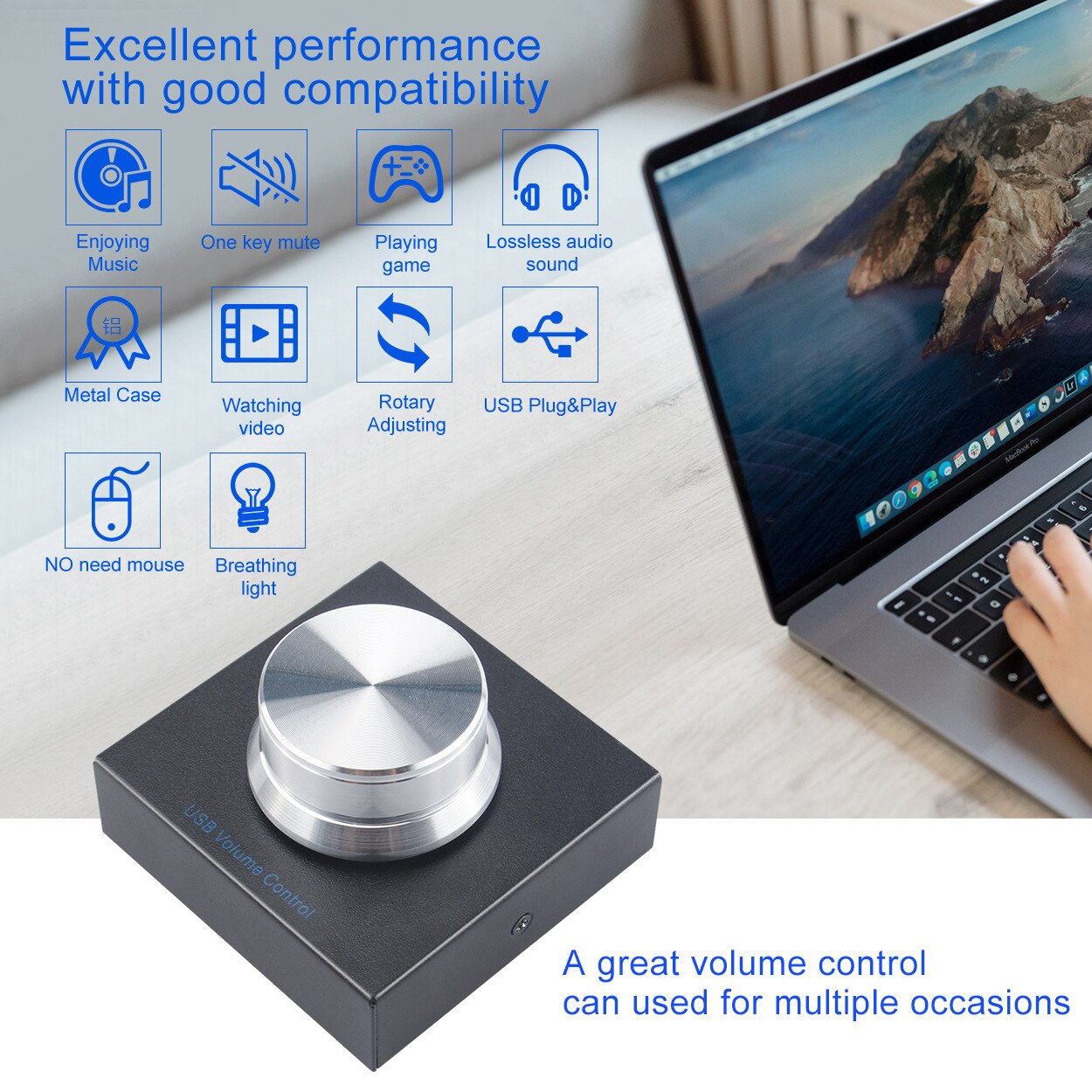 Usb Volume Control Lossless Pc Computer Speaker Volume Controller Knob Adjuster Digital Control With One Key Mute Function