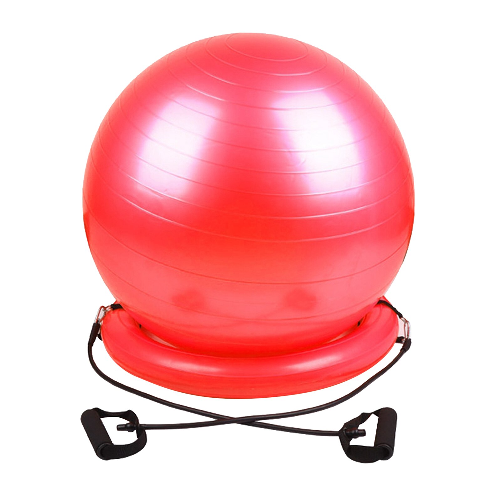 Yoga Ball Chair – Stability Ball with Inflatable Stability Base & Resistance Bands, Fitness Ball, Improves Posture & Balance: Red