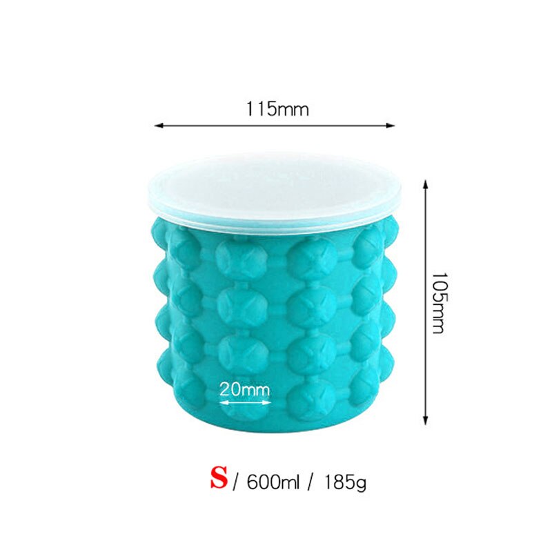 2 In 1 Silicone Ice Cube Maker Ice Cube Mold Lade Draagbare Emmer Wijn Ijs Koeler Bier Kabinet Keuken Gereedschap drinken Whiskey: S 600ML