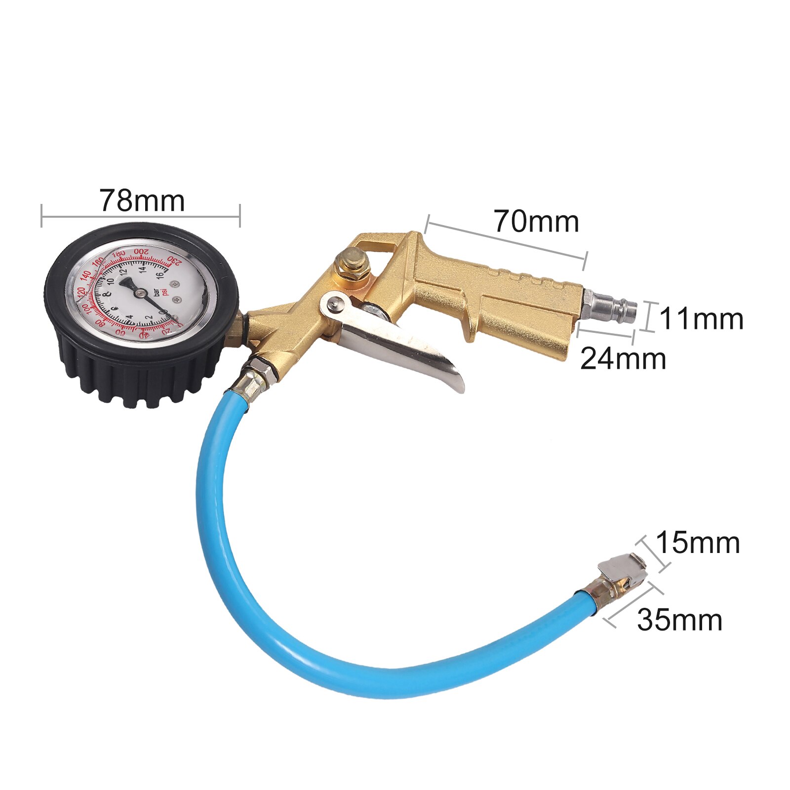 Neoteck High-Precision 0-230PSI Stainless Steel Manometer Liquid Filled Pressure Gauge Air Oil Water Hydraulic Pressure Gauge