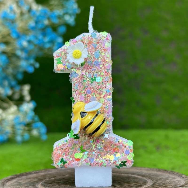 Colored Children's Bee Candle Wedding Guest Girl Boy birthday Candle Party Supplies And Stands Christmas Lights Candles: cameo