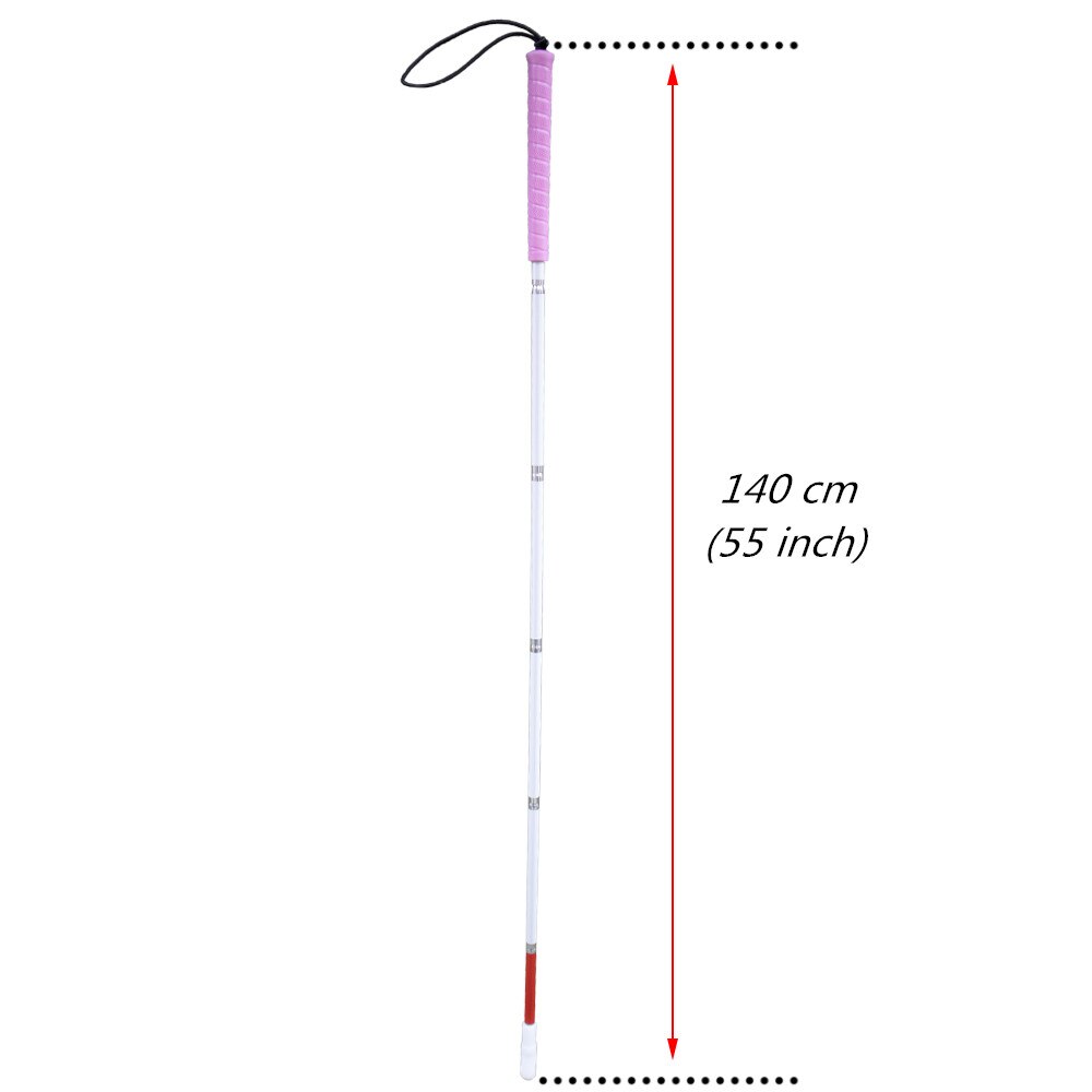 120 cm – 155 cm Blindenlangstock,weiße Stock,Faltlangstock mit Kautschukgriff, 6-teilig, mit 2 Kunststoffspitze 6PEA-PIK: 140cm (55 inch)