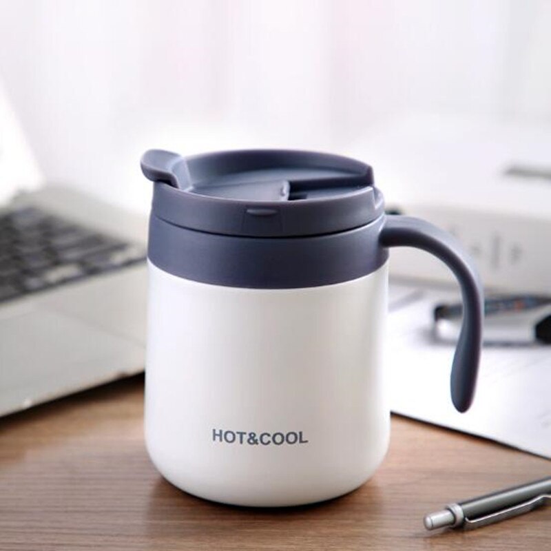 350/500ML 304 tazas termos de acero inoxidable taza de vacío de oficina con tapa de asa taza de té aislante termo taza termo portátil