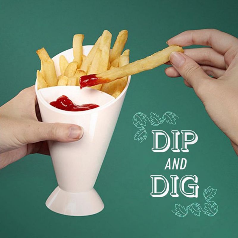 Friet ketchup dessert salade friet gat beker dubbele verdeler benodigdheden borden keuken eten kinderen