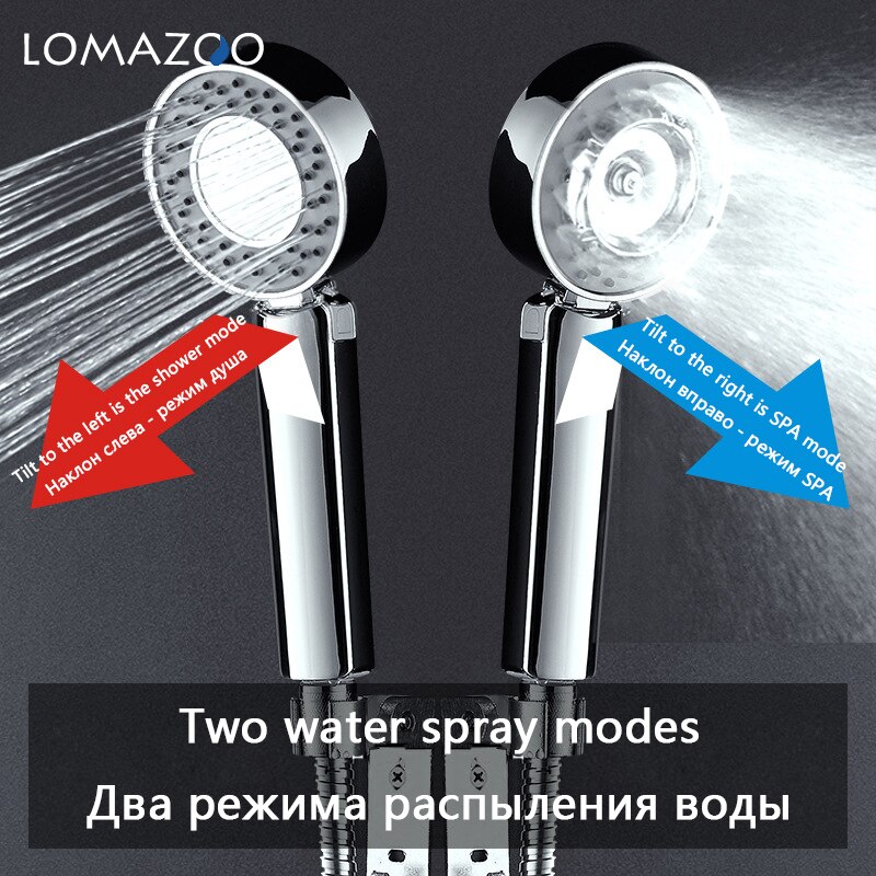 LOMAZOO High Pressure Adjustable SPA Jetting Shower Filter High Pressure Water Saving Shower Head Handheld Shower Head