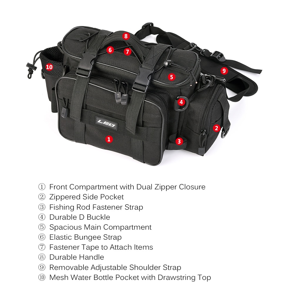 LEO Outdoor Sports Fishing Bag Large Capacity Multifunctional Bag Waist Pack Lures Fishing Tackle Gear Bags 40 * 17 * 20cm