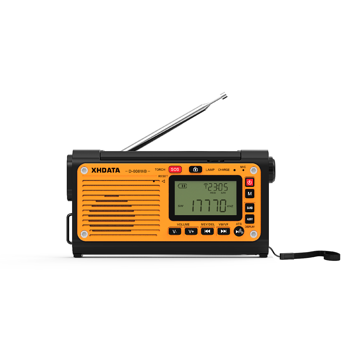 XHDATA D-608WB Awaryjne radio pogodowe FM/AM/SW/NOAA Przenośne radio z ładowarką do telefonu, Bluetooth, zasilanie bateryjne: Default Title