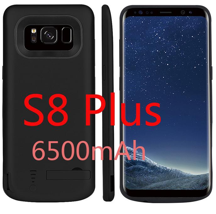 5000mAh/6500mAh Cassa di Batteria Per Samsung Galaxy S8 Più La Batteria Caso del Caricatore di Batteria Esterna della Banca di Potere Per samsung S8 S 8 Più: S8 Plus Black