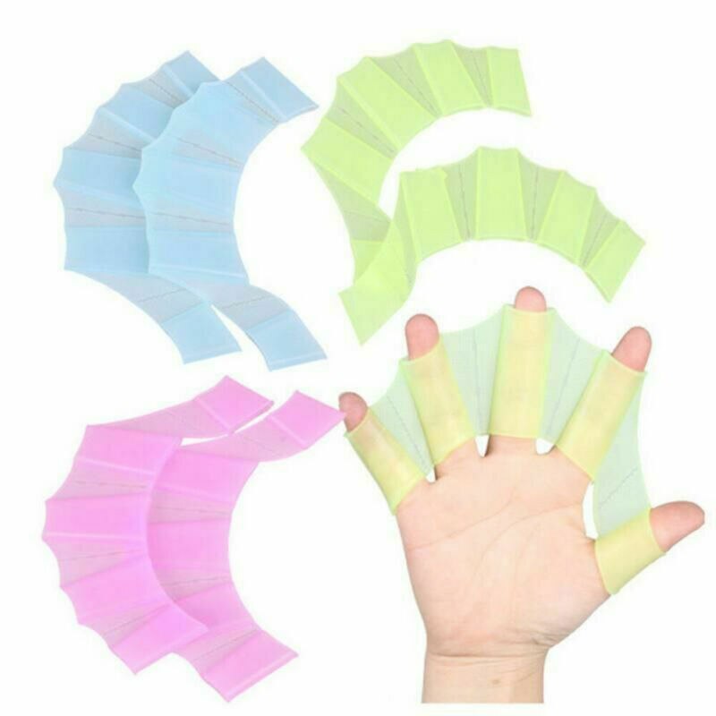 1 Pair Silicone Swimming Hand Fins Flippers Palm Finger Webbed Gloves Paddle