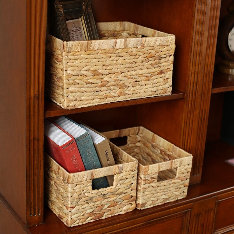 Woven Storage Baskets Laundry Basket Straw Rattan Closet Cabinet Storage Hamper Kitchen Sundries Organizer Clothes Toy Container