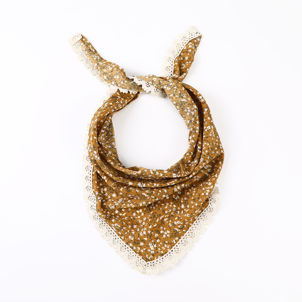 Bufanda triangular con estampado de tela, bandas para el cabello con flores, turbante, Bandana, diademas para mujer, accesorios para el cabello Retro dulces: Champán
