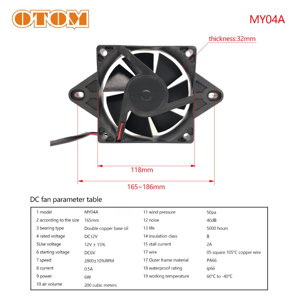 OTOM Universal Motorcycle Cooling Fan Dirt Pit Bike ATV Quad Oil Cooler Water Radiator Electric 12V For KTM Honda Yamaha Kawasak: MY04A