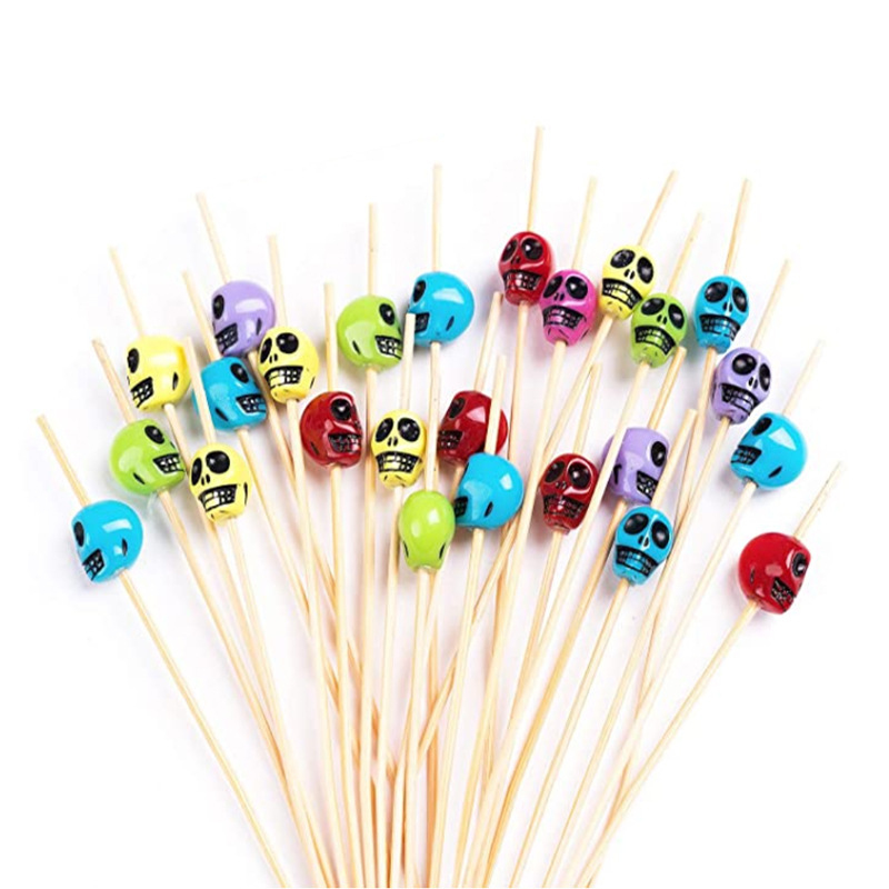 50pcs jetable en bois fruits pics apéritif boisson Cocktail boisson bâtons cure-dents pour fête de mariage Barbecue anniversaire