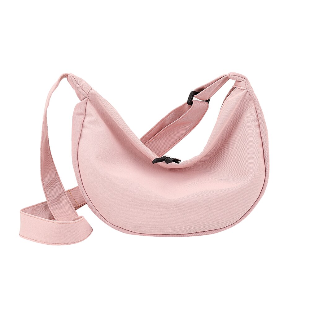Eenvoudige, veelzijdige tas voor dames, schoudertas van canvas met grote capaciteit, hobo-crossbodytas voor dames: Roze