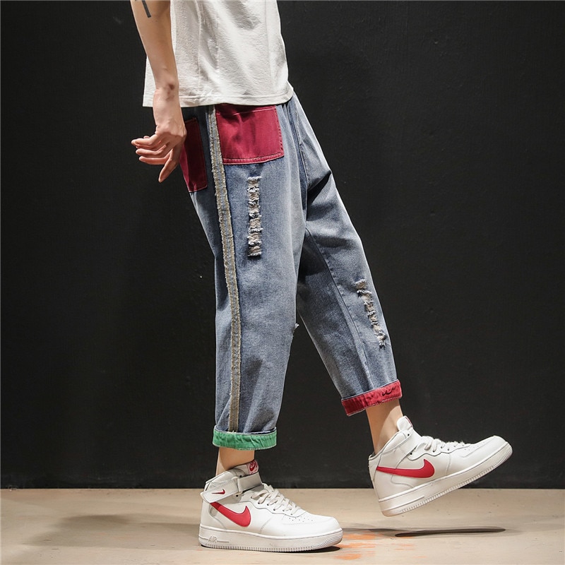 Brand Mens loose jean Harem warm jeans Loose for Men Unique Hip Hop Clothing Outwear Autumn Winter