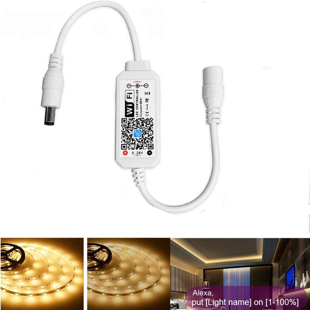 Enkele Kleur Led Strip Verlichting Wifi Controller, Compatibel Met Android Ios Werkt Voor 5050 3528 Led Light Strips, 5V-28V, Voice