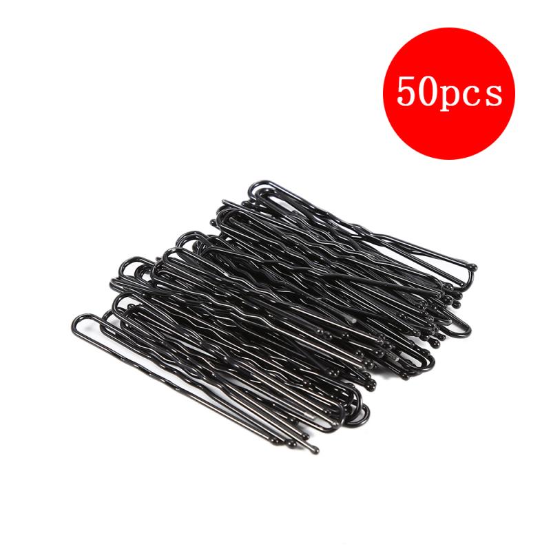 Curly Wavy Barrette Hairpin Bobby Pins Styling Hair Tool for Women Girls 50pcs/set Black U Shape Hairpins: Default Title