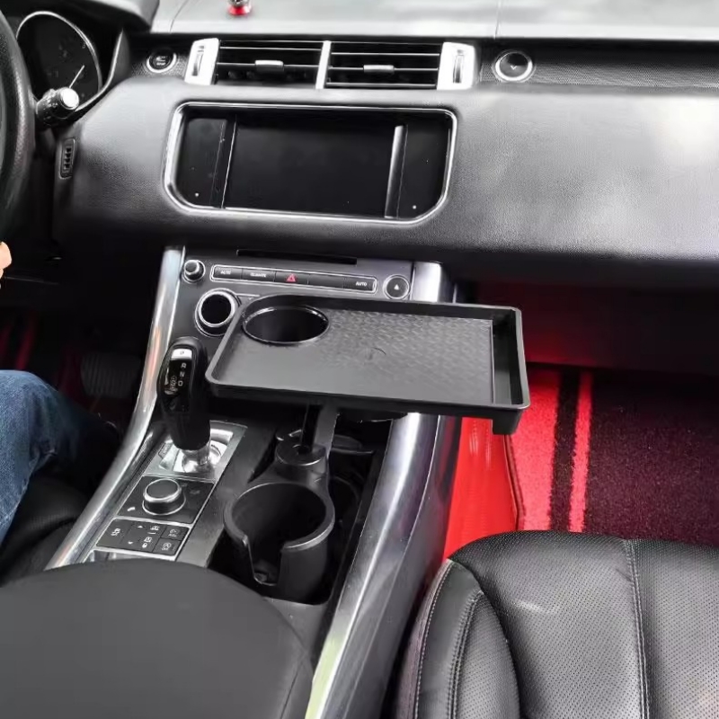 Expansor de suporte de copo para carro 360 ° Giratória ajustável com bandeja removível para lanche de alimentos e suporte para telefone, prato de jantar para armazenamento de carro