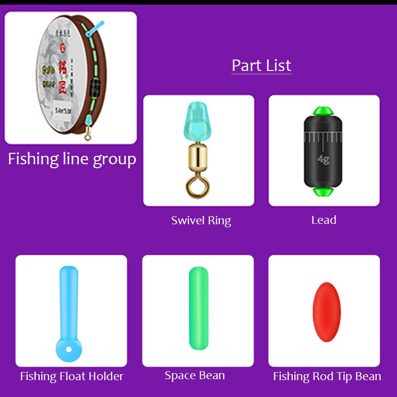 3pcs/Lot Fishing Line Group Super Strong Nylon Line Including Float Holder Space Beans Lead Sinker Swivel Main Line