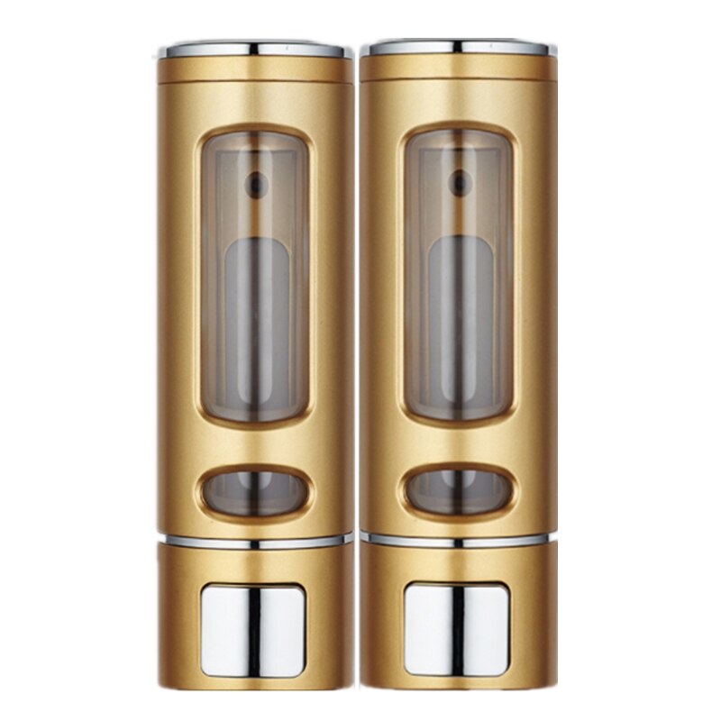 Enkele/dubbele 400ml zeepdispenser wandmontage douche bad shampoo dispenser vloeibare zeep container badkamer toilet accessoires: Goud 2