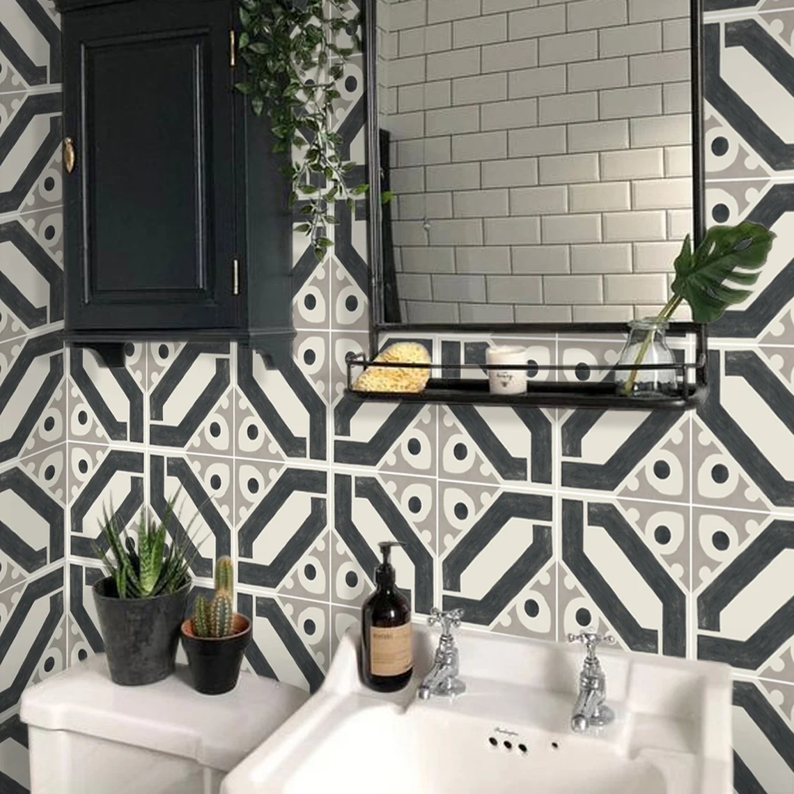 Tile Floor Sticker Kitchen and Bathroom Splashback Removable Vinyl Wallpaper Self-adhesive Wall Sticker Non-slip Peel &amp; Stick