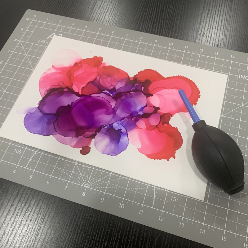 Air Blower for Disperse Alcohol Inks/manipulating Alcohol Ink Movement with Air