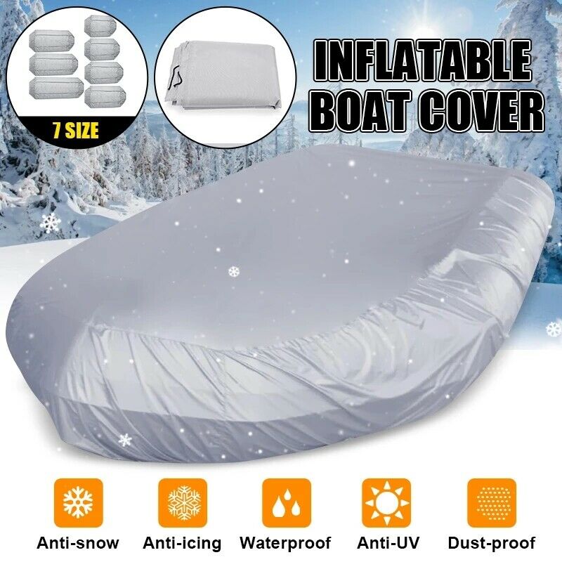 7 Sizes Waterproof UV Sun Dust Protection Inflatable Boat Dinghy Cover Tender Storage Suits 7.5-17ft Kayak Rubber Boat Cover