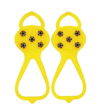 Universal Non-Slip Gripper Spikes Anti-Slip Over Shoe Durable Cleats with Good Elasticity Easy to Pull On or Take Off Ho: Yellow