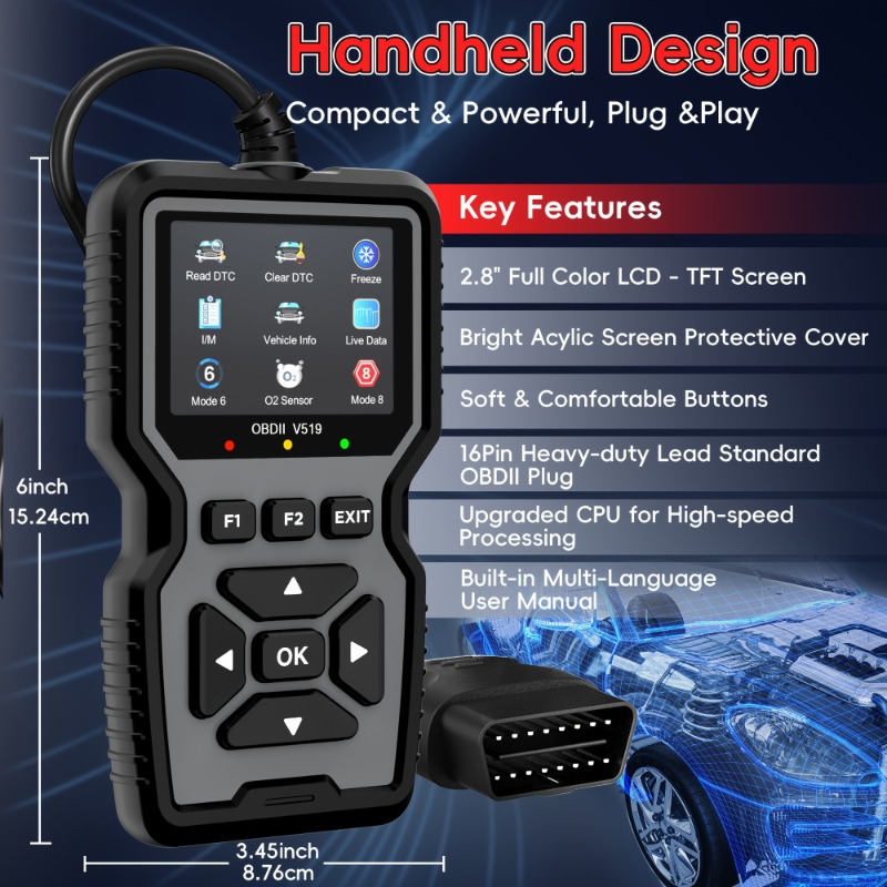 Advanced OBD2 Scanning Diagnostic Tool | Engine Code Reader And Reset | Real-Time Data Diagnostic Reading Tool