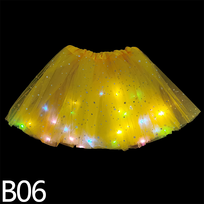 Jupe Tutu en Tulle à lumière LED pour filles, fournitures de décoration féerique, étoiles scintillantes, fête lumineuse, d&#39;anniversaire pour enfants, fournitures de réception pour bébé: B06
