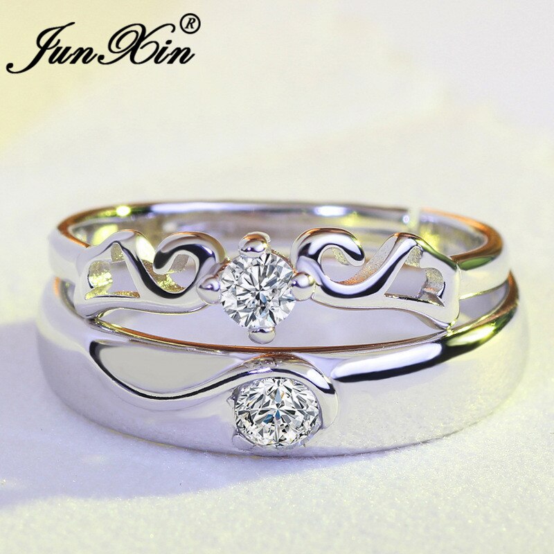 JUNXIN 8 Stil Engagement Paar Ringe Für Frauen Männer Einfache Crown Herz Verstellbaren Ring Hochzeit Schmuck Beste: 06