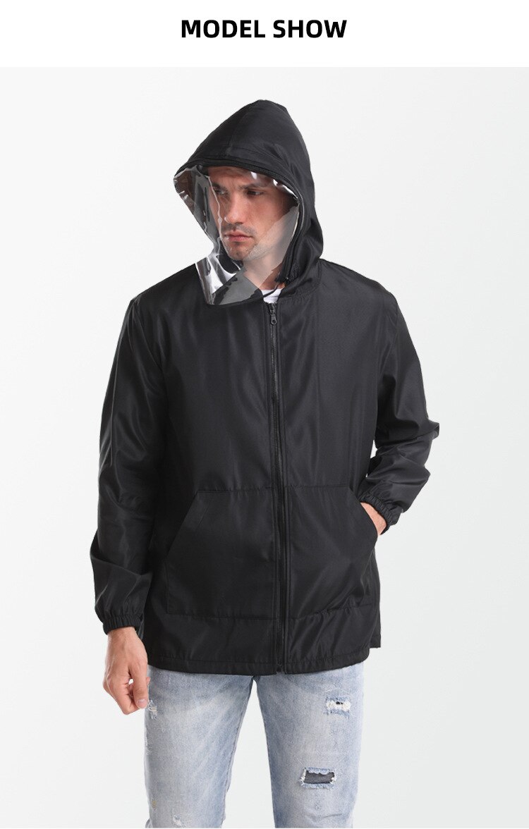 Unisex Isolation-Suit Reusable Anti Droplet Dust Isolation Clothing Jacket Anti Virus Protective Suit with Mask TPU Face Shield