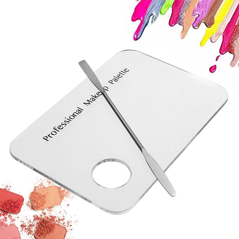 Elecool rustfrit stål makeup foundation øjenskygge neglekunst polish blandepalet stang spatel kosmetisk blanding palet værktøj