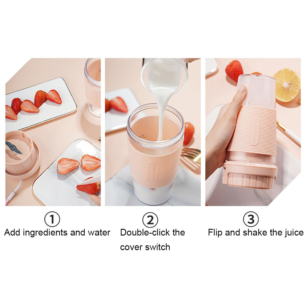 300ml mini bärbar hushållsfruktjuicer usb uppladdningsbar juicepress kopp frukt smoothie mixer mixer flaska maskin sportflaska