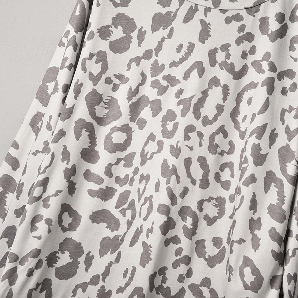 Women Leopard Print Leisure Suit Long Sleeve Top Pant Casual home clothing Sets Female Pants Suit 2pcs