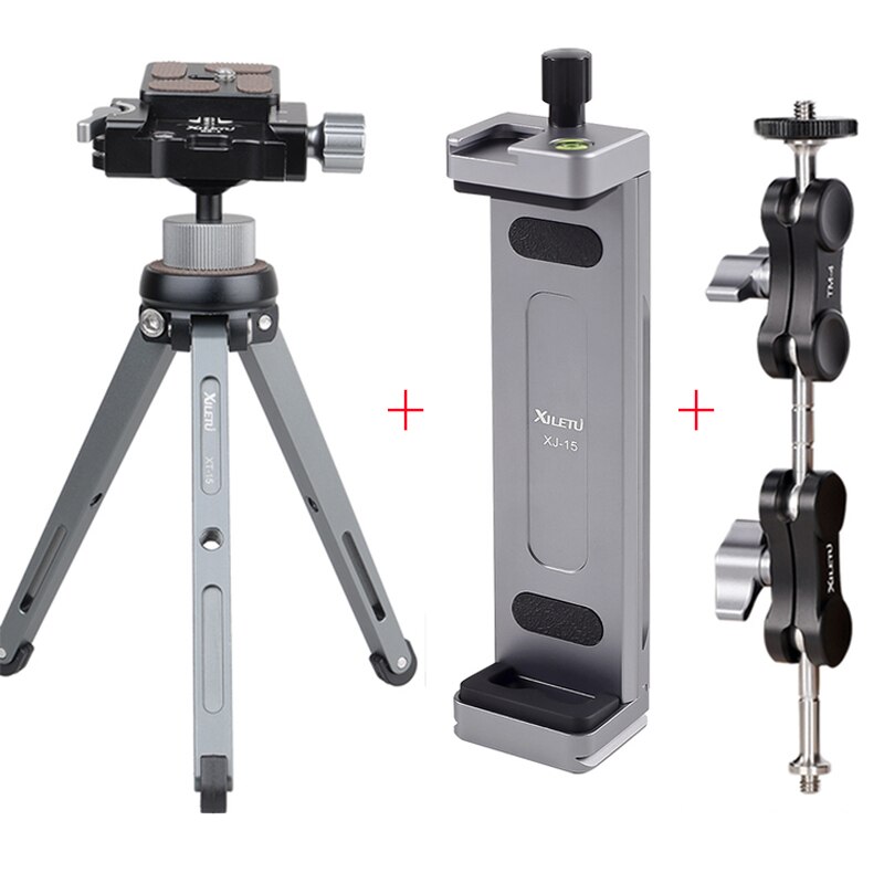 Xj -15 universeller tablet-handy-ständer aus aluminiumlegierung mit clip und verstellbarer halterung für mobiltelefone und ipro tablets