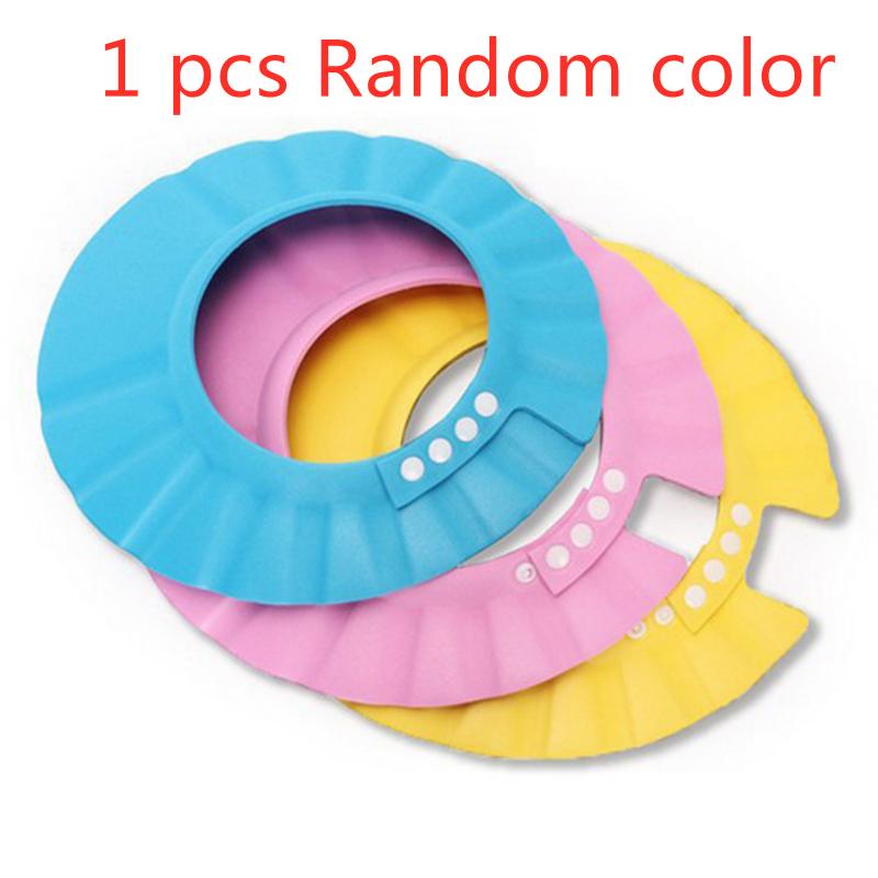 Baby Shower Cap Cartoon Waterdichte Shampoo Cap Verstelbare Veilig Wash Hair Shield Kids Peuter Bad Hoed Bescherm Ogen oren: C Random Color